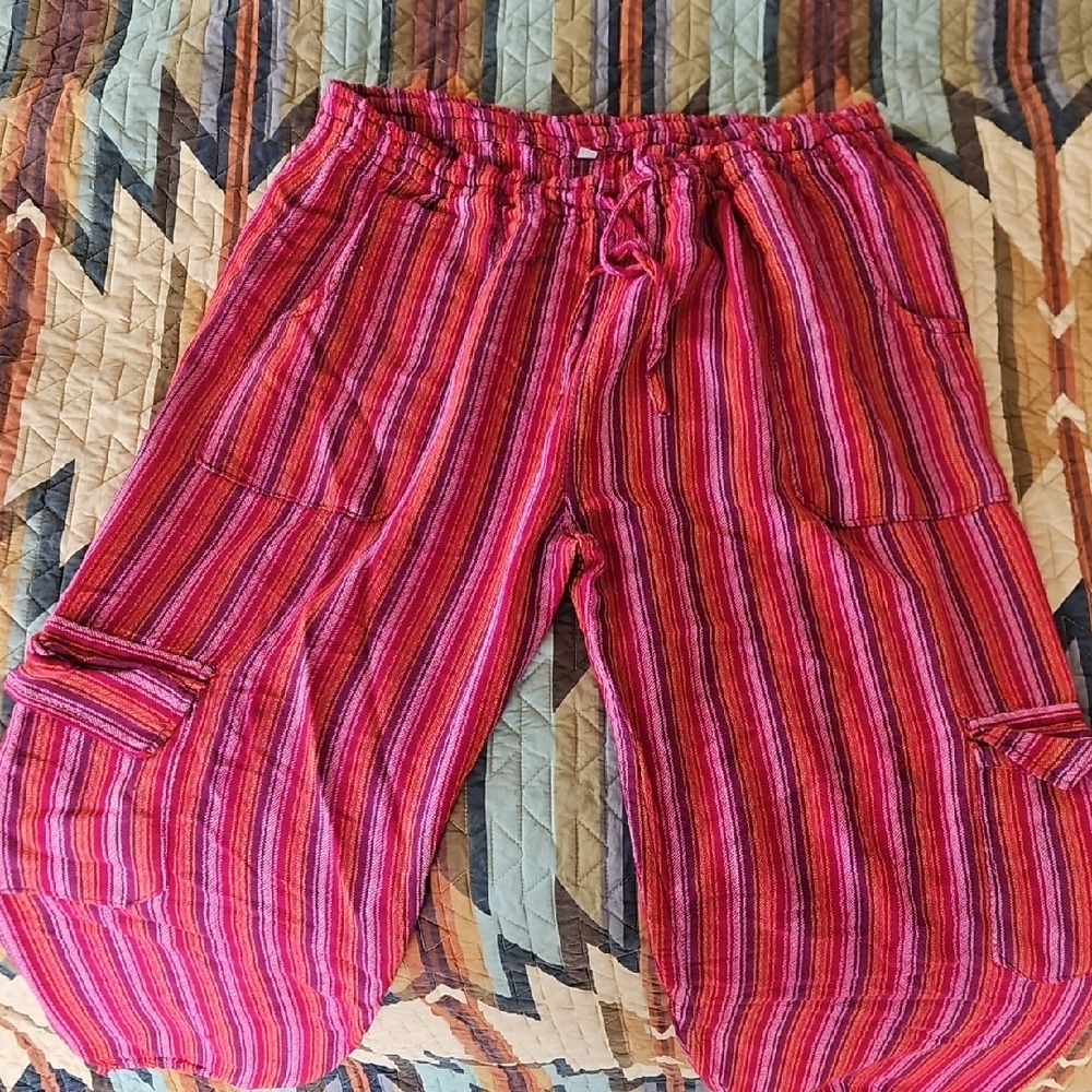 Striped Pink.red.purple Unisex Bottoms From ECUADOR